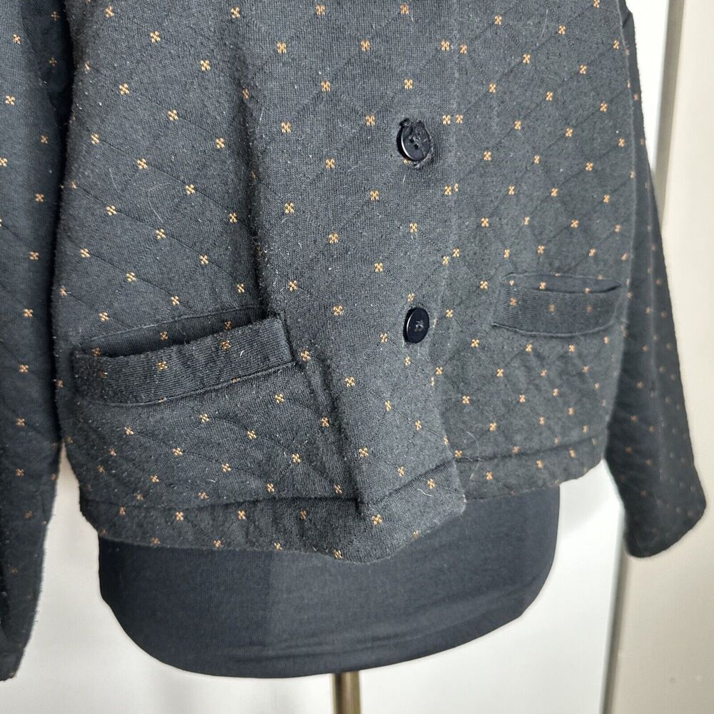 VTG Tarazzia Sport Quilted Button Cardigan Cropped Black Jacket M Grandmacore - Picture 8 of 10